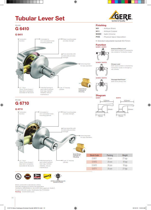 GERE Lever Handle Lock