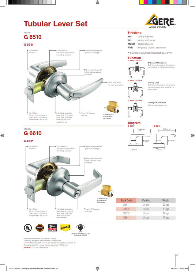 GERE Lever Handle Lock