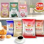 CSR sugar packs, with the coarse sugar pack in the centre