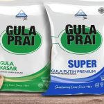 Two MSM Gula Prai 1 kg sugar packs side by side: Gula Kasar coarse grain sugar and Super white sugar