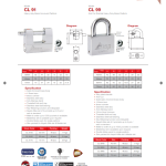 GERE padlock catalogue page, 2 of 3, with two padlock models, diagrams, size tables and specifications