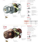 GERE cylindrical knob set catalogue page, 1 of 2, with models, specifications and diagrams