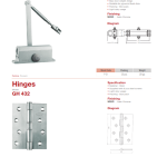 GERE catalogue page with a door closer and hinges, with specifications and diagrams