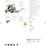 GERE cylindrical lever set catalogue page, 3 of 4, with a model, finishes and specifications