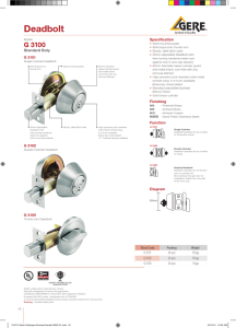 GERE deadbolt catalogue page, 1 of 3, with standard duty models, finishes and specifications