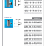 PVC fittings catalogue page, 2 of 15, pressure fittings: tees, with dimension tables